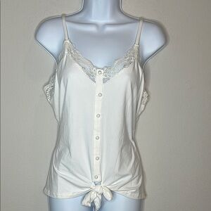 Daytrip White Lace Button-Front Camisole